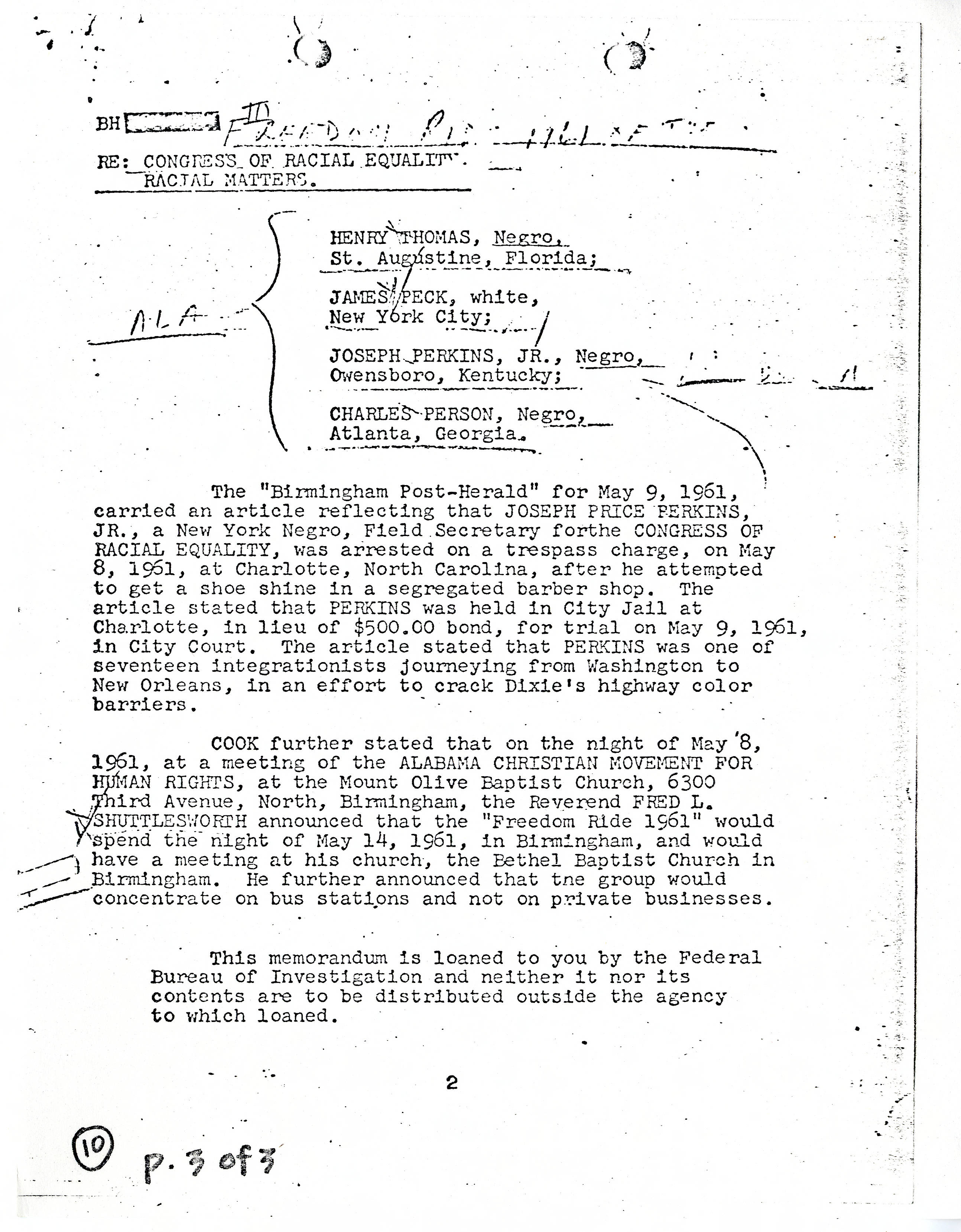 FBI memo page 2, continued list and intelligence details