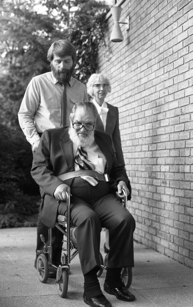 Walter Bergman in wheelchair in later years